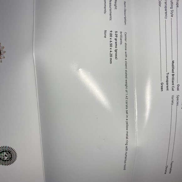 GIA Certified Chrome Tourmaline 1.42ct Diamond Rng - Picture 9 of 9